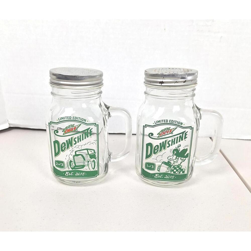 Mountain Dew Dewshine Collectible Jars 2015 Jar 1 , and 2 of 3 with Lids No‎ Box